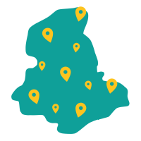 Dessin de la Haute vienne avec plusieurs point de position sur toute la carte